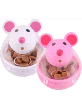 2 Cat Treat Balls Smart Interactive Toys Rewarding Treat Tumblers 1 pink 1 White